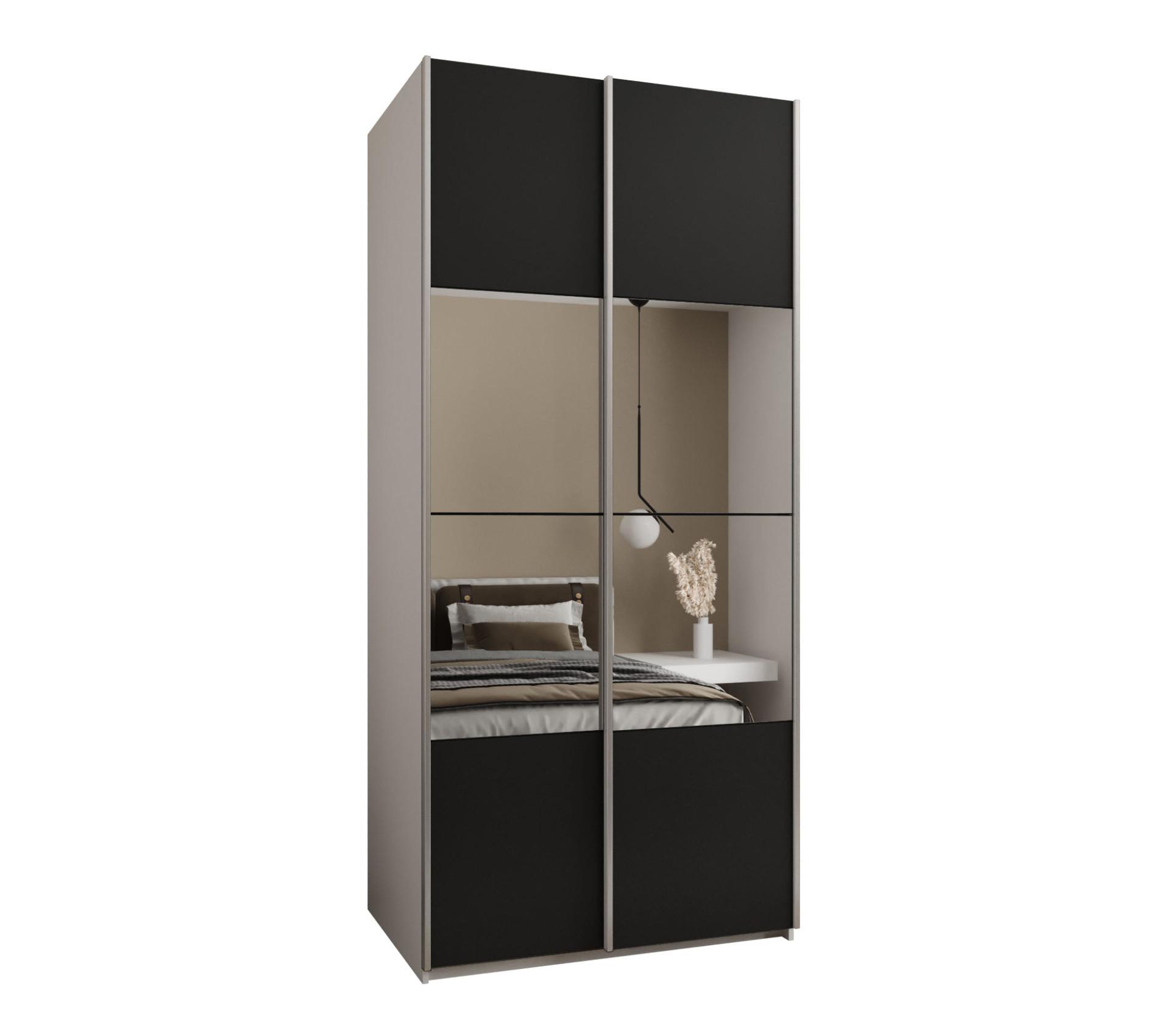 SCHWEBETÜRENSCHRANK 245,5/100/64 2-türig - Silberfarben/Schwarz, Holz/Metall (100/245/64cm) - Abiks Möbel