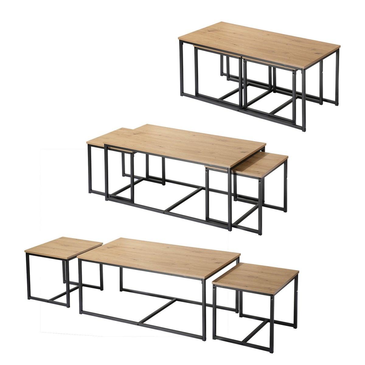 COUCHTISCHE zum Ausziehen im 3er Set - Eichefarben, Holzwerkstoff (57/50/45cm) - Calicosy