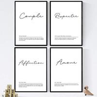POSTER Set mit 4 Worten auf Französisch A4 Schwarzer Rahmen - Schwarz, Papier (29.7/3cm) - Nacnic