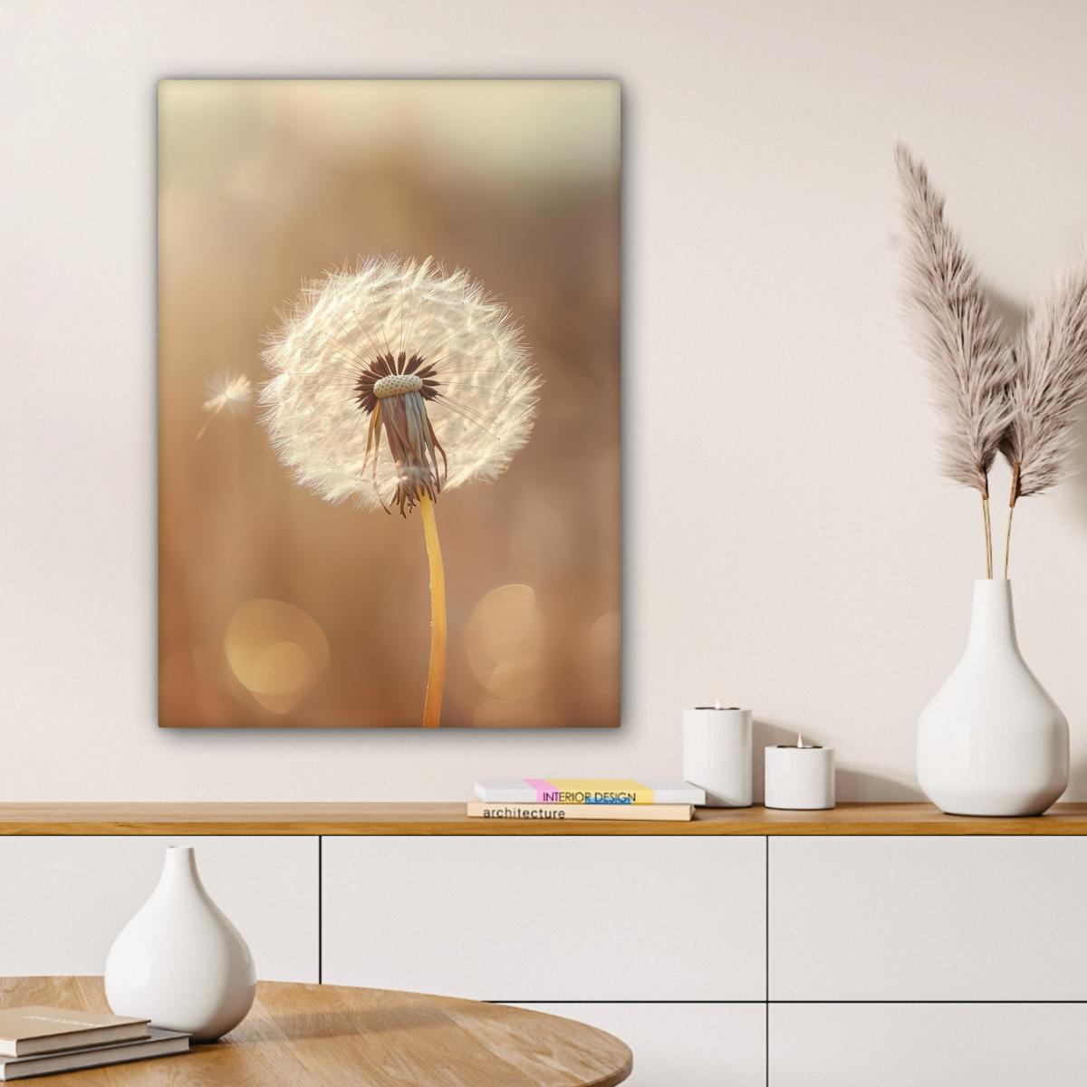 LEINWANDBILD Löwenzahn - Beige - Natur - Blume Wandbild Wohnzimmer 60x80 cm - Hellbraun, Textil (60/80cm) - MuchoWow