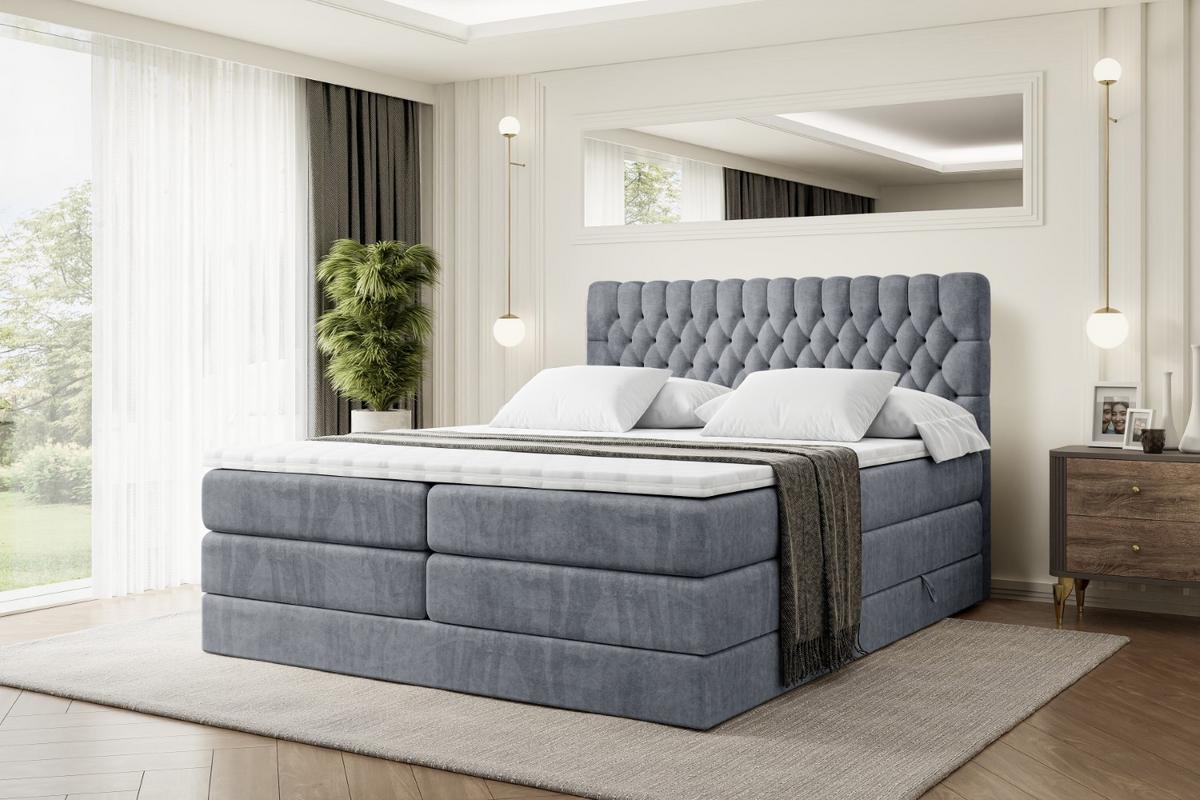 BOXSPRINGBETT SERENE KING - 140 x 200 - H3/H4 - Grau - Grau, Holzwerkstoff (140/200cm) - ALTDECOR