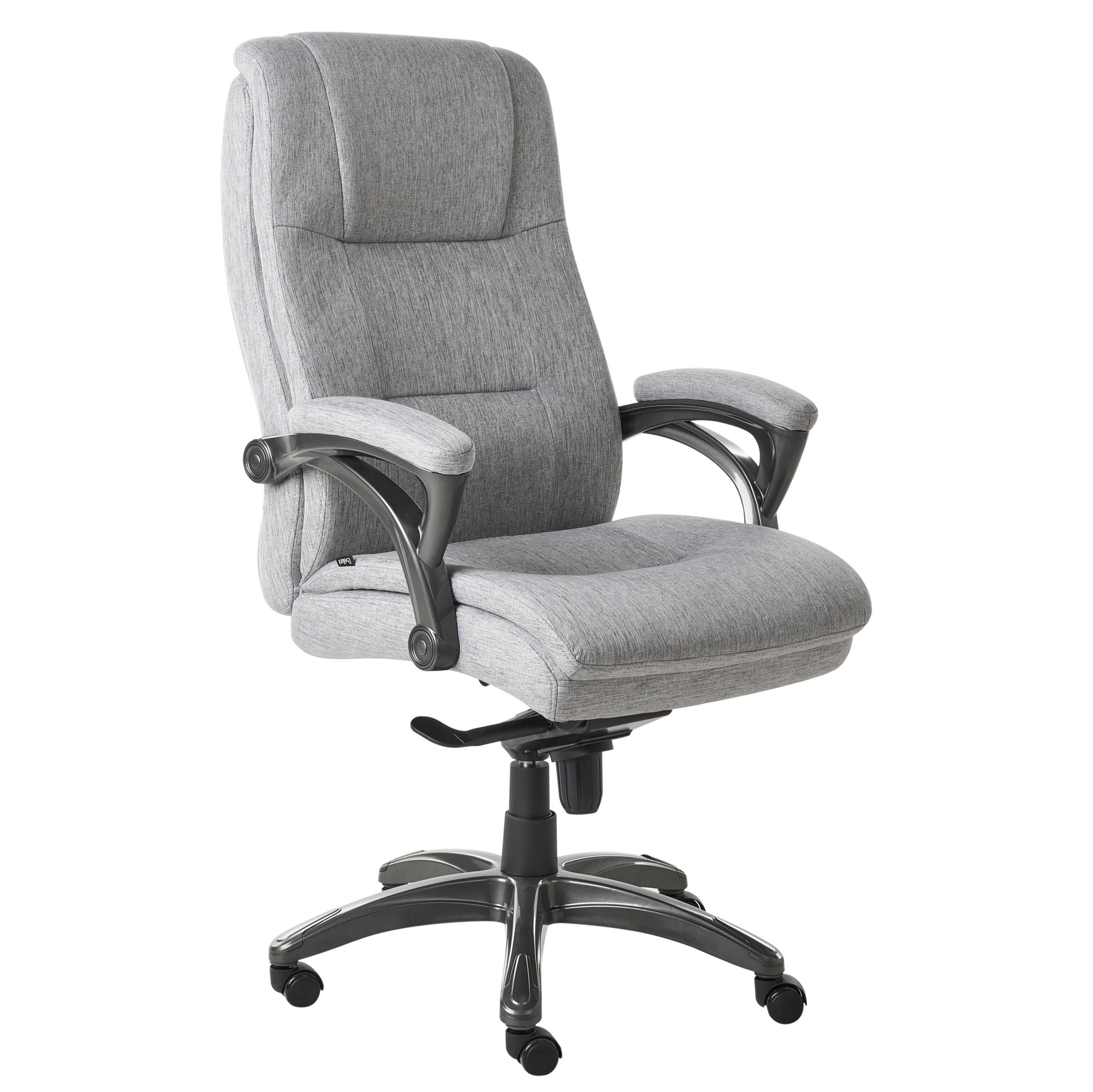 CHEFSESSEL Leinen Grau Magnus - Dunkelgrau/Schwarz, Textil (70/116/70cm) - Beliani