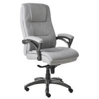 CHEFSESSEL Leinen Grau Magnus - Dunkelgrau/Schwarz, Textil (70/116/70cm) - Beliani