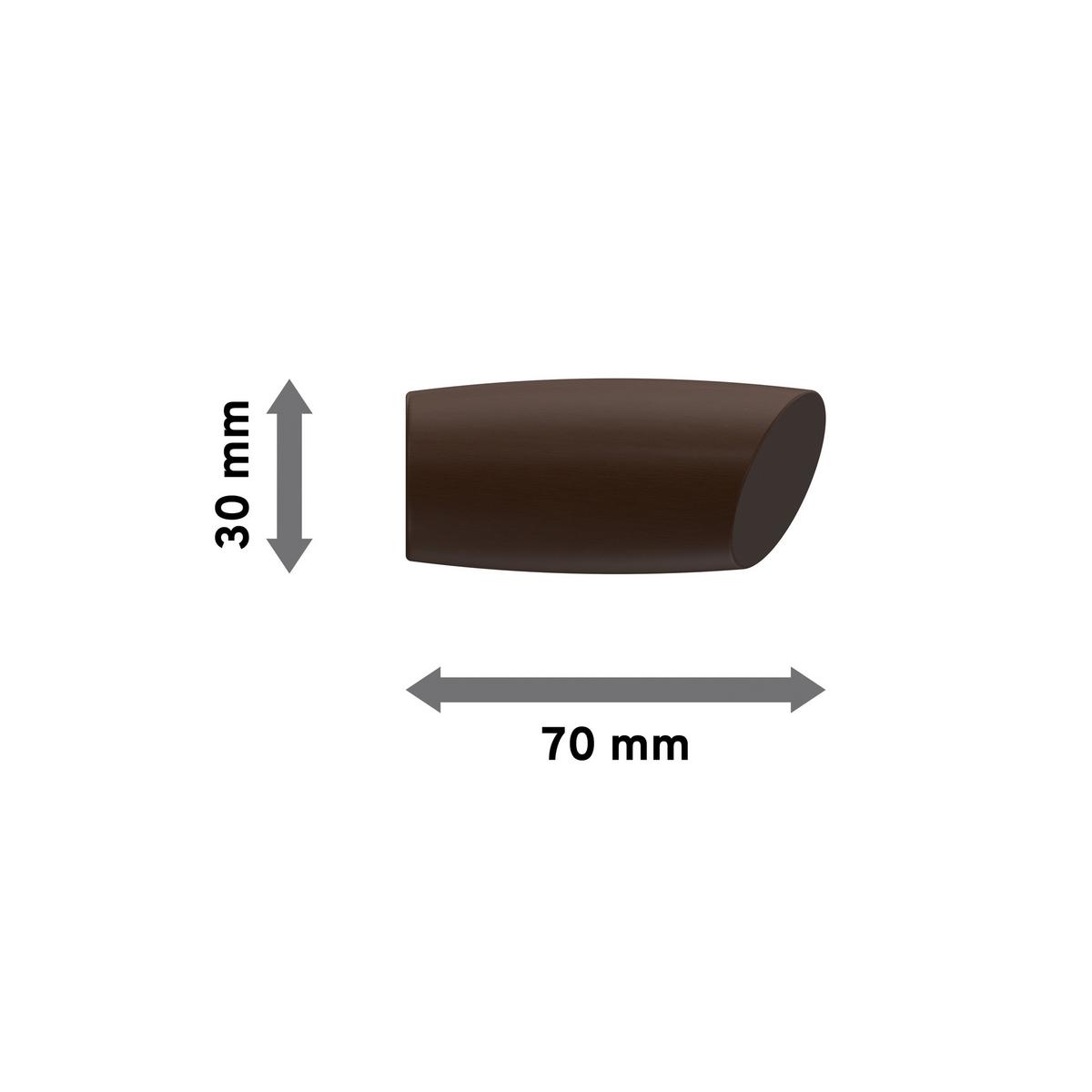 ENDSTÜCKE FÜR GARDINENSTANGEN 20 mm Ø, Etta Nussbaum, Packung 2 Stück - Nussbaumfarben, Holz (7/3/3cm) - INTERDECO