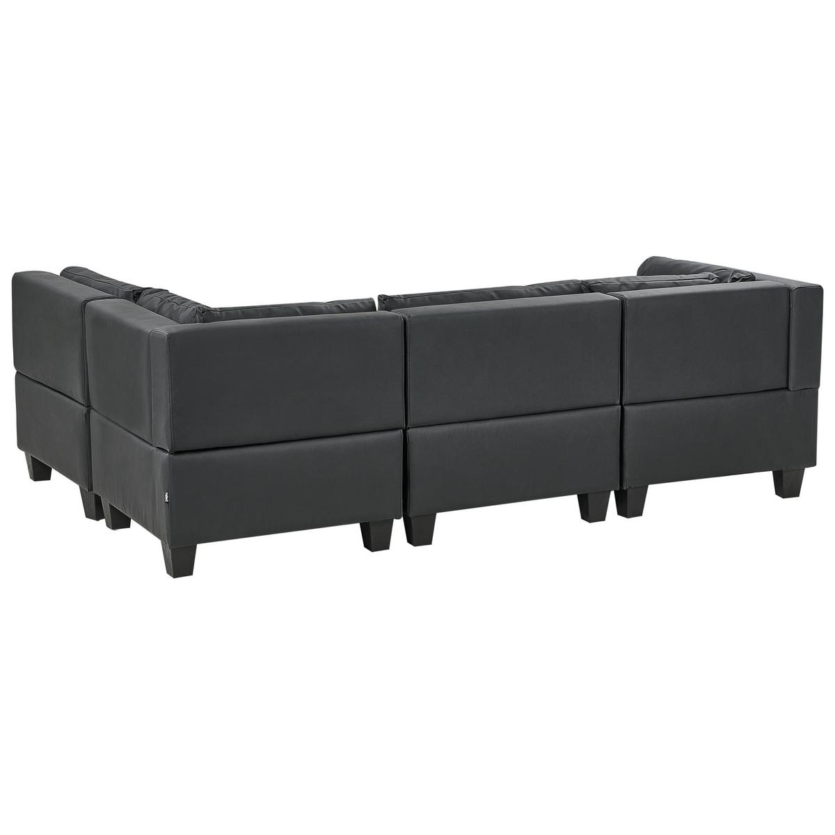 ECKSOFA Modul 4-Sitzer linksseitig Schwarz Kunstleder Unstad - Schwarz, Kunststoff (228/152cm) - Beliani