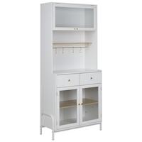 VITRINE mit Glastüren 82 cm Weiß Parlin - Weiß, Holzwerkstoff (82/180/40cm) - Beliani