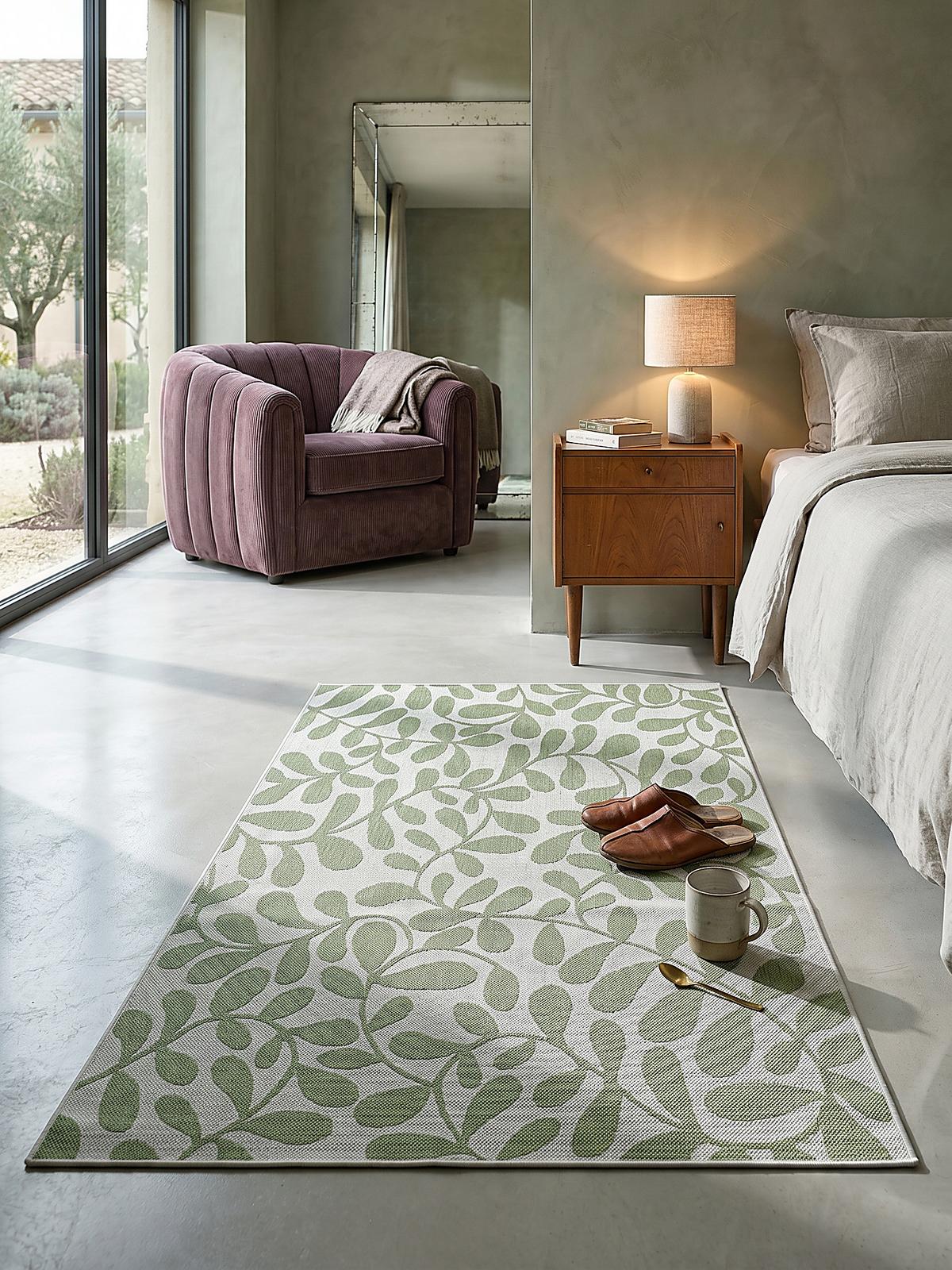TEPPICHLÄUFER Floral BORNO Polypropylen Grün 80 x 150 cm - Grün, Textil (80/150cm) - KADIMA DESIGN
