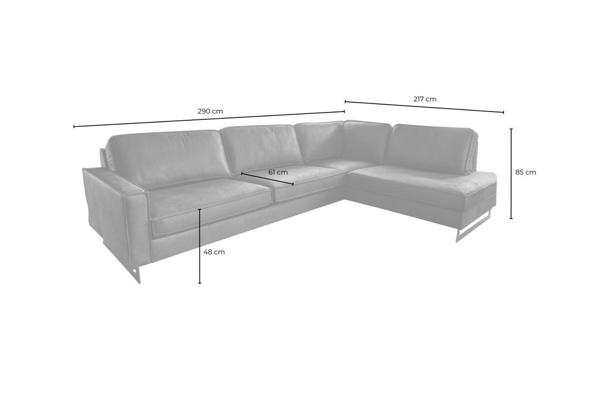ECKSOFA VILNIUS Schwarz Lederfaserstoff - Schwarz, Leder/Metall (290/217cm) - KAWOLA