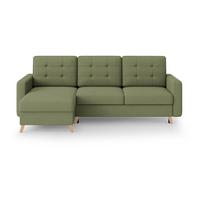 ECKSCHLAFSOFA Vinci mit universelle Ottomane, Grün - Buchefarben/Grün, Textil (236/151cm) - Beautysofa