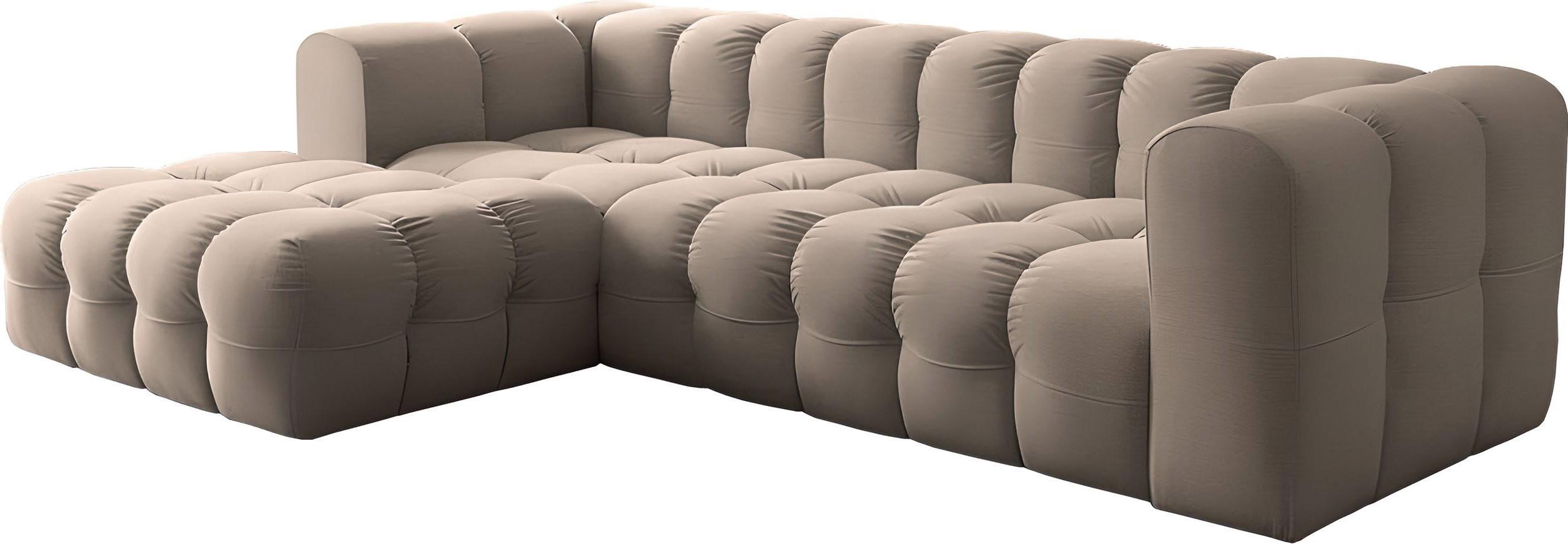 ECKSOFA Mochi L-Form 5-Sitzer Links, Samt, Taupe 290/75/193 cm - Taupe/Beige, Kunststoff/Textil (290/193cm) - WFL GROUP