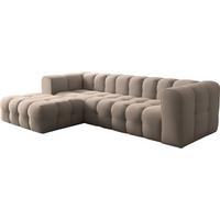 ECKSOFA Mochi L-Form 5-Sitzer Links, Samt, Taupe 290/75/193 cm - Taupe/Beige, Kunststoff/Textil (290/193cm) - WFL GROUP