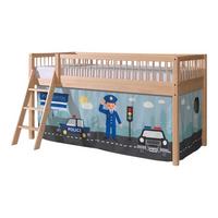 HALBHOHES BETT Kelci 90x200 Textilset Police Buche Massivholz natur - Buchefarben, Holz (90/200cm) - 58aufmkessel