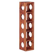 WEINREGAL MUMBAI Massivholz mit Ablage Wandmontage Modern, Dunkelbraun 15x15x70 cm - Braun, Holz (15/70/15cm) - KADIMA DESIGN