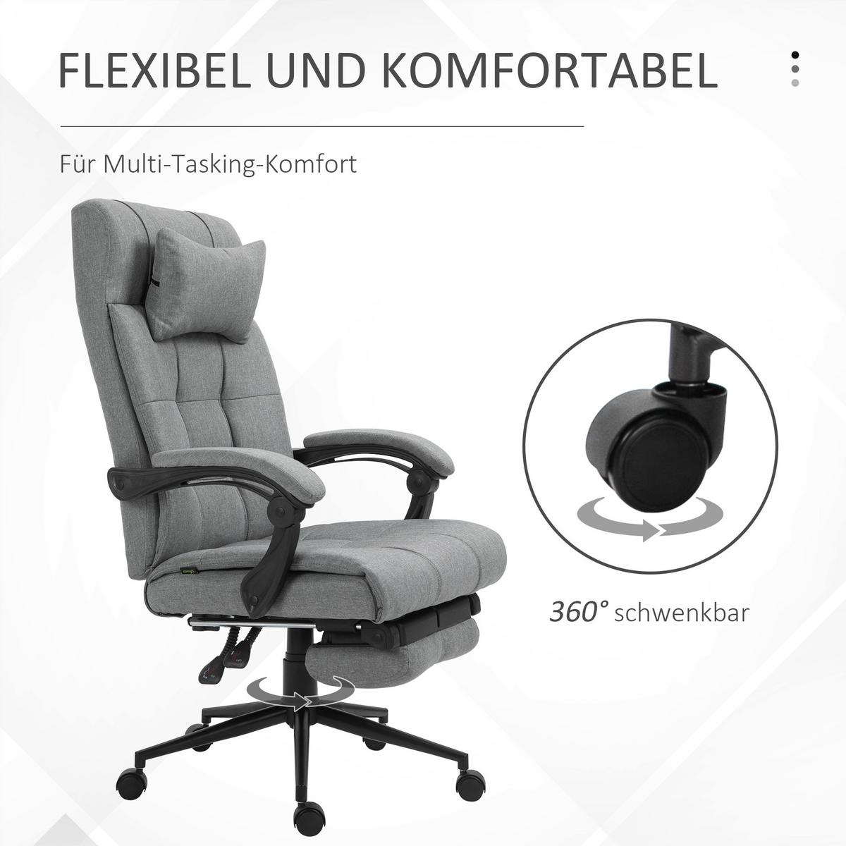 BÜROSTUHL, Schaumstoff, PVC, Hellgrau - Hellgrau, Kunststoff (76/120/66cm) - Vinsetto
