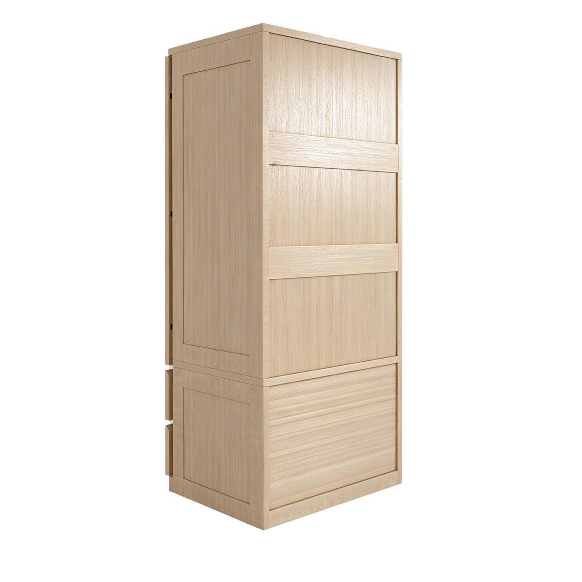 KLEIDERSCHRANK Holzfarbe Kunstrattan Doppeltüren mit 2 Schubladen - Naturfarben, Holzwerkstoff (70/170/55cm) - Urban Meuble