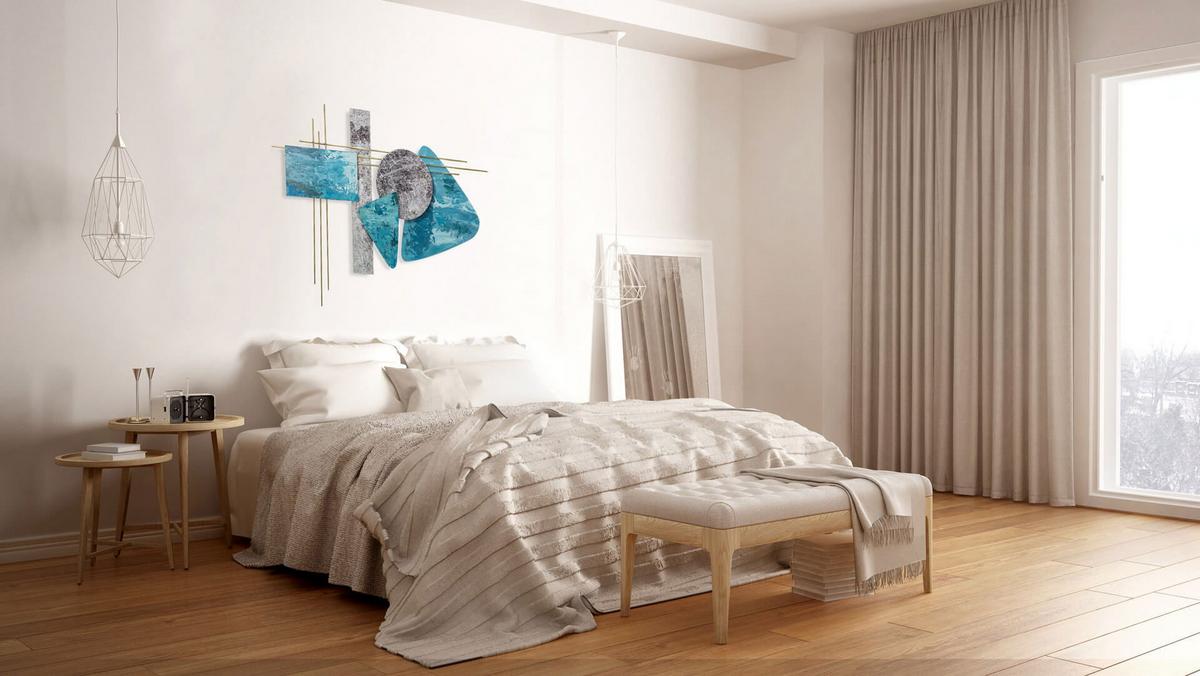 WANDDEKO Blau 80/60 cm - Blau/Silberfarben, Metall (1.47/60/3cm) - KUNSTLOFT