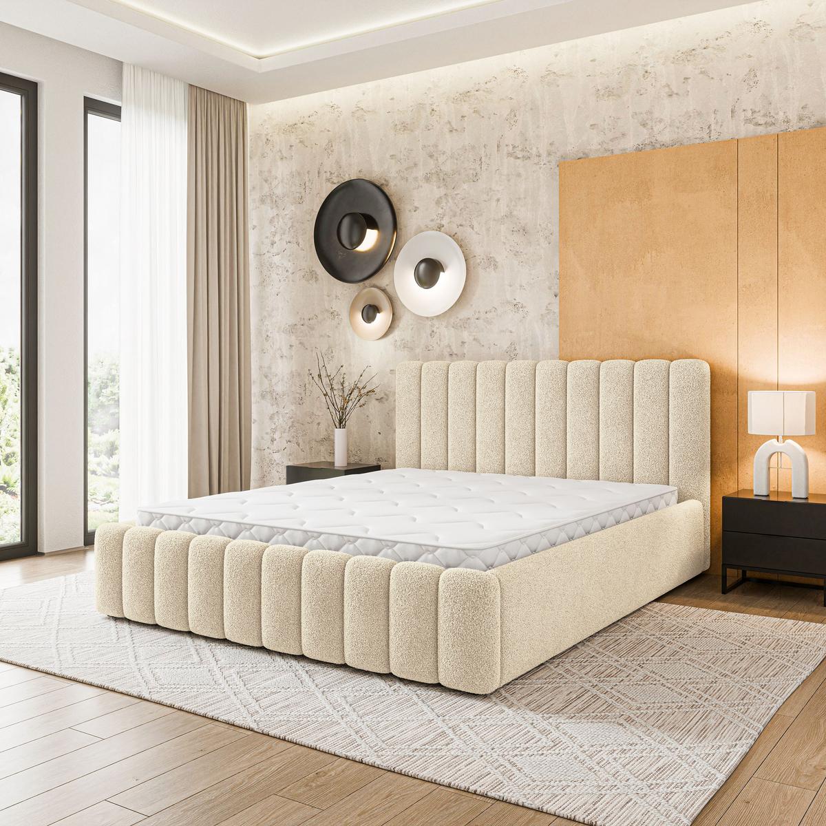 POLSTERBETT DINESE Q 160x200 cm mit Bettkästen - Creme - Creme, Holz (160/200cm) - MASSENO