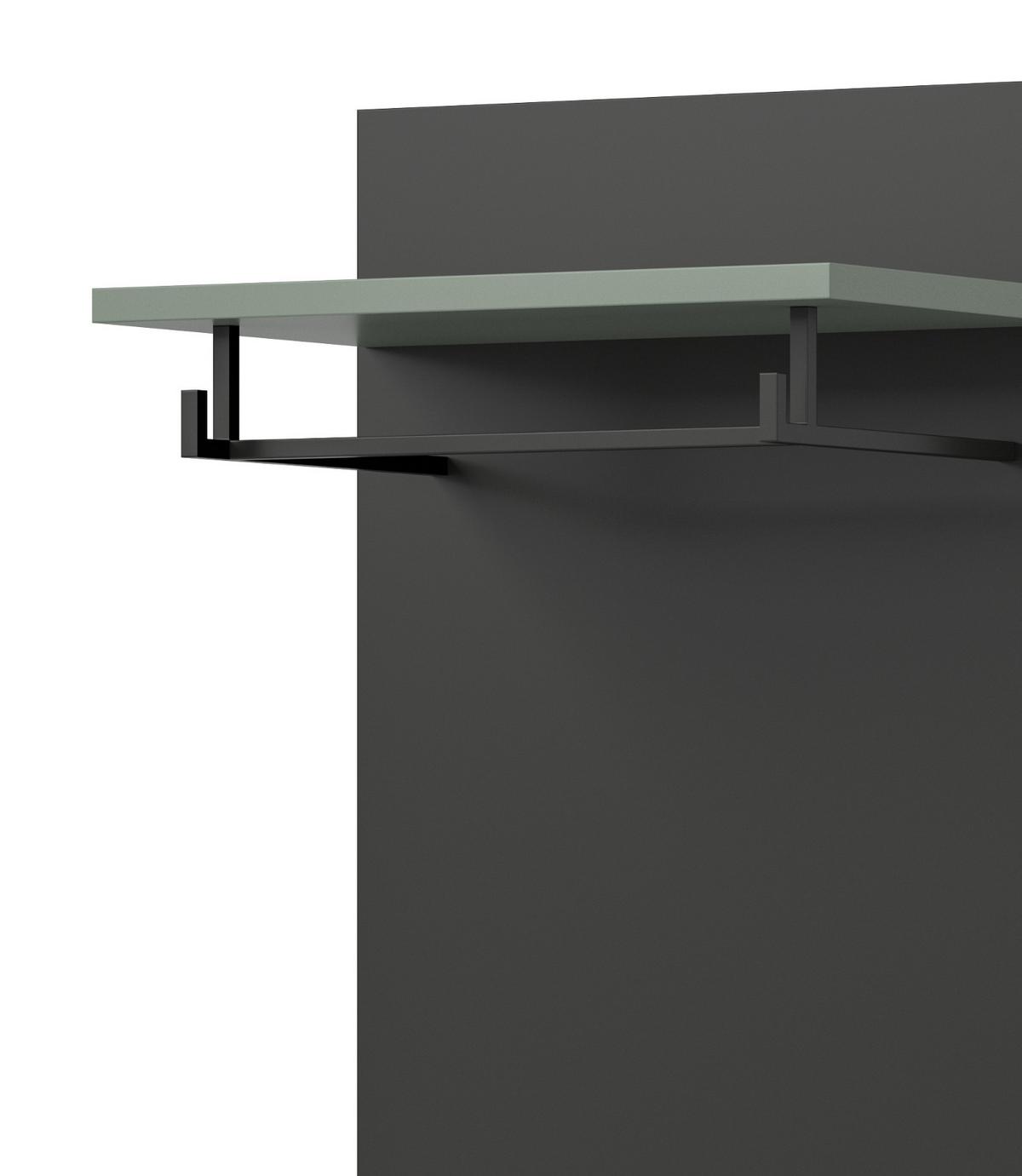 GARDEROBENPANEEL Grau und Salbei Grün, Wandgarderobe 45 x 165 cm mit Kleiderstange - Dunkelgrau/Salbeigrün, Holzwerkstoff (45/165/29cm) - Inn.Furn