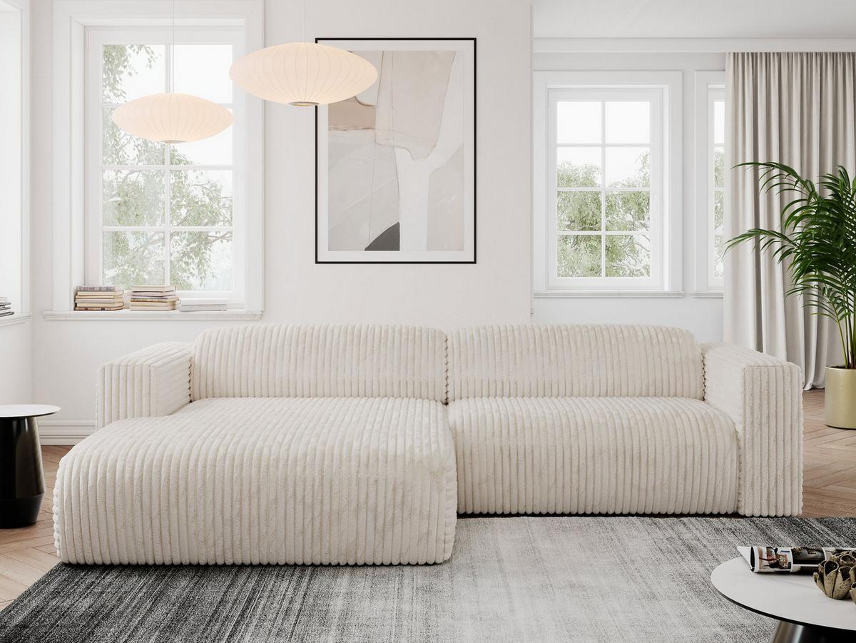 OFERTA WYCOFANA ECKSOFA PASADENA Beige Cord Links Seite - Beige/Schwarz, Kunststoff/Textil (180/288cm) - MKS
