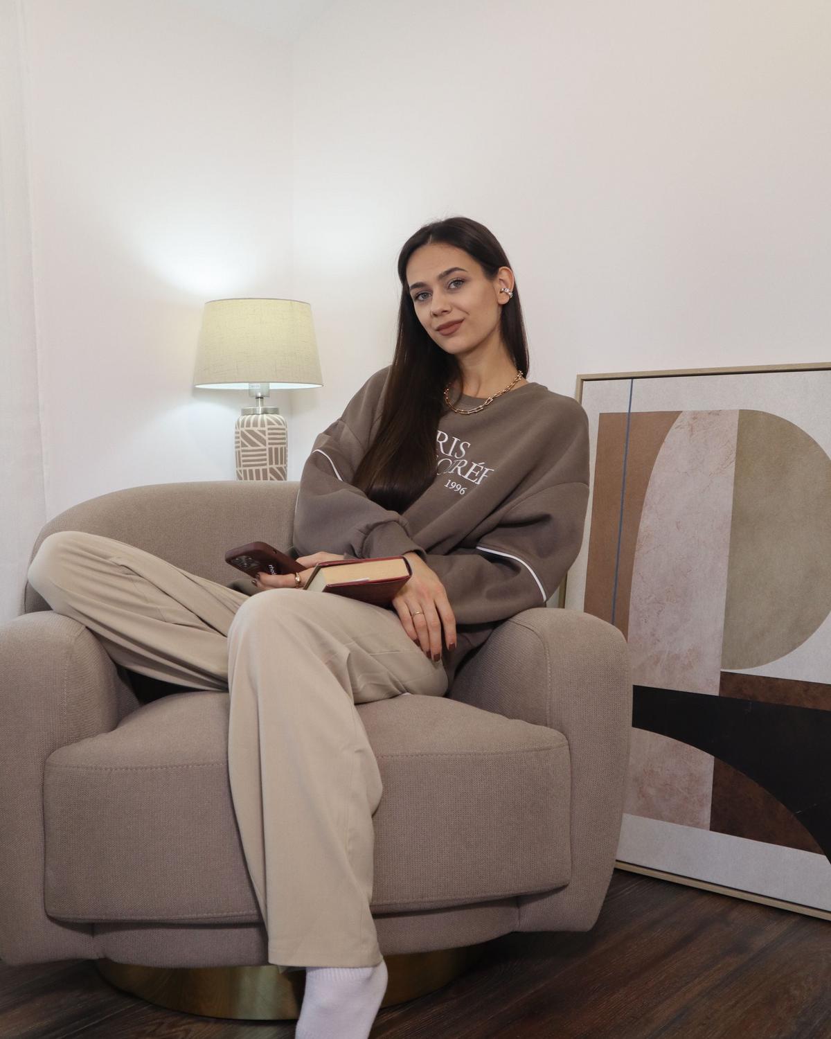 SESSEL Taupe Lejre - Taupe/Goldfarben, Textil (92/70/83cm) - Beliani