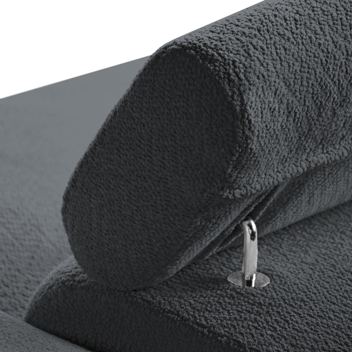 ECKSCHLAFSOFA Mellow mit Bettkasten, Dunkelgrau, rechts - Dunkelgrau/Schwarz, Textil (270/205cm) - Beautysofa