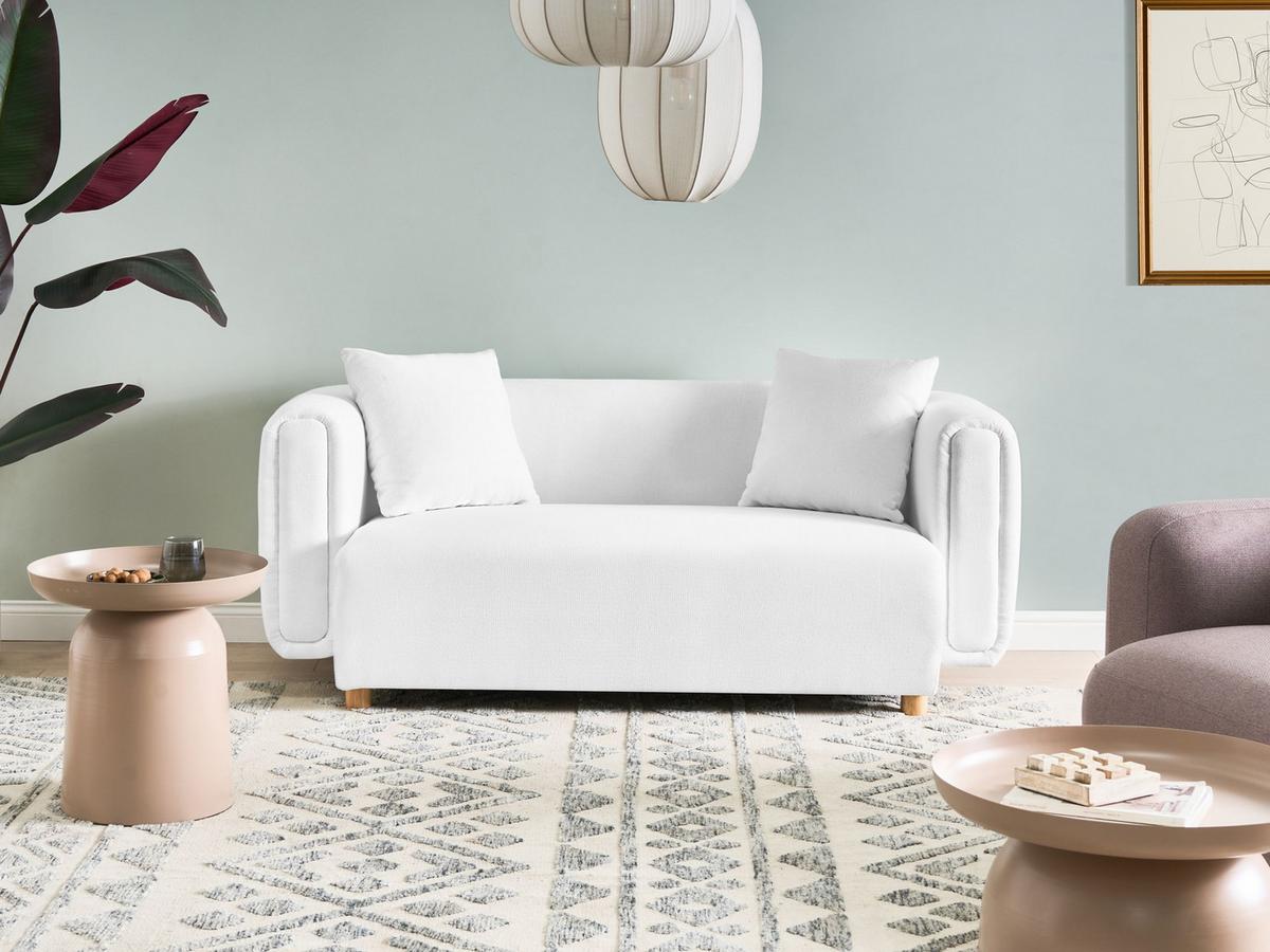 2-SITZER-SOFA Stoff Weiß Lillerod - Hellbraun, Textil (176/67/86cm) - Beliani