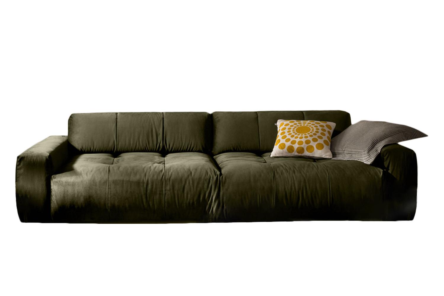 SOFA MIT SITZTIEFENVERSTELLUNG PALACE Dunkelgrün Webstoff Relaxfunktion - Dunkelgrün, Textil (298/74/120cm) - KAWOLA
