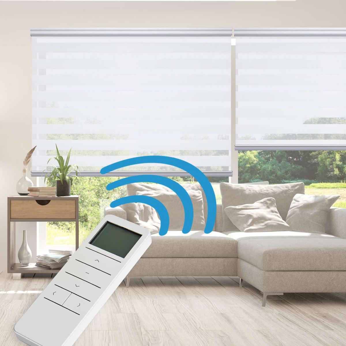 DOPPELROLLO Motorisiertes Weiß 100x250 cm - Weiß, Kunststoff (100/250cm) - STORESDECO