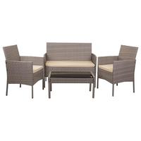 TISCH, SOFA und SESSEL, 4-tlg, grau - Grau, Naturmaterialien - Wanderlust