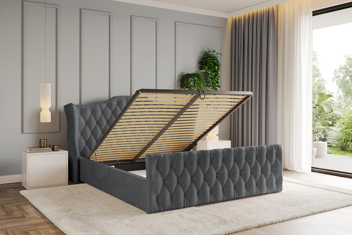 POLSTERBETT mit Bettkasten, Fußteil und Lattenrost, Boxbett mit Matratze H3/H4 - ZORAN-Z 120x200 Dunkelgrau - Anthrazit, Holzwerkstoff/Textil (120/200cm) - ALTDECOR
