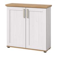 KOMMODE weiß Lärche, Eiche Artisan 84 cm, Highboard Landhaus Stil - Silberfarben/Schwarz, Holzwerkstoff/Kunststoff (84/88/37cm) - Inn.Furn