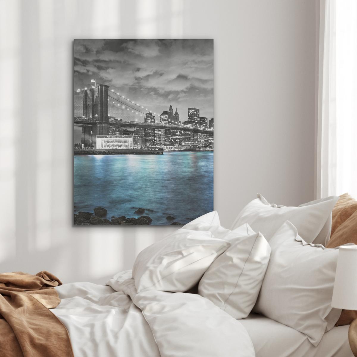 AKUSTIKBILD New York - Skyline - Stadt - Blau Wandbilder 60x80 cm - Blaugrau, Kunststoff (60/80/0.9cm) - MuchoWow
