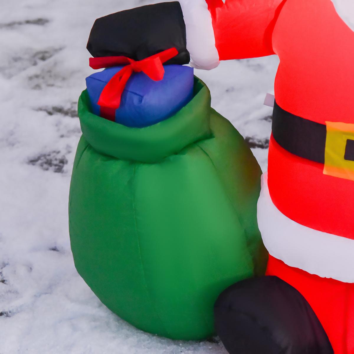 HOMCOM Aufblasbar Weihnachtsmann Schneemann Weihnachtsdeko LED Beleuchtet - Rot, Kunststoff (45/120/70cm) - HOMCOM