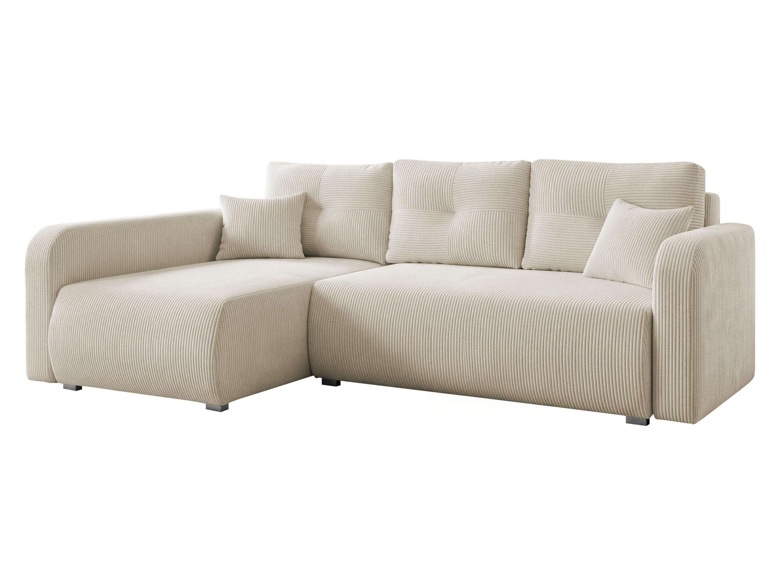 ECKSOFA Viena Cord, Seite: Links - Silberfarben/Naturfarben, Holz/Kunststoff (234/145cm) - MIRJAN24