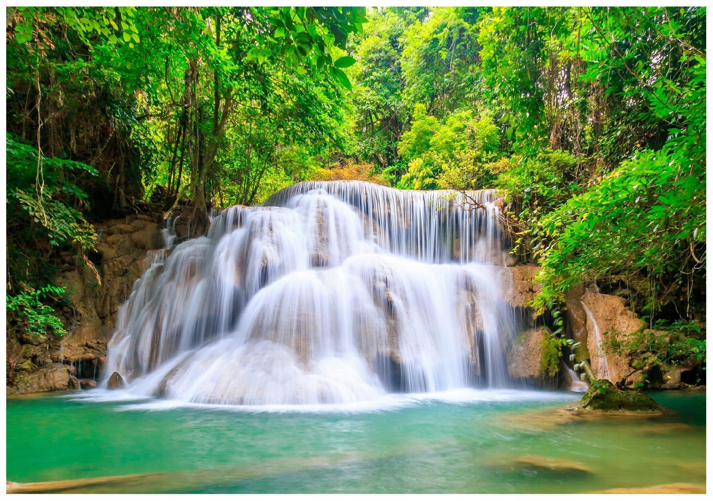 FOTOTAPETE Wasserfall 3D Natur 150x105 - Multicolor, Papier (150/105cm) - Wallarena