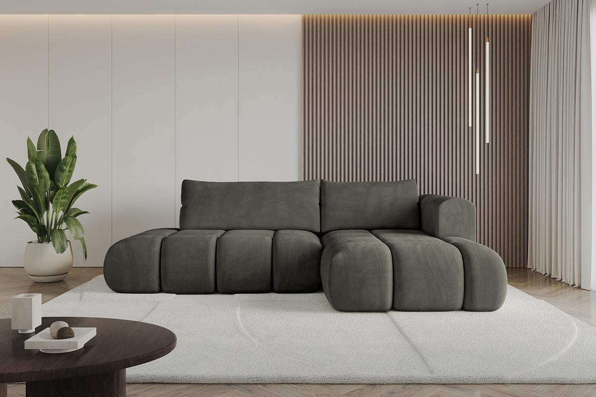 ECKSOFA Ottomane Rechts CLOUD-L 280x185x90 Schwarz Velours - Schwarz, Holzwerkstoff/Kunststoff (185/280cm) - ALTDECOR