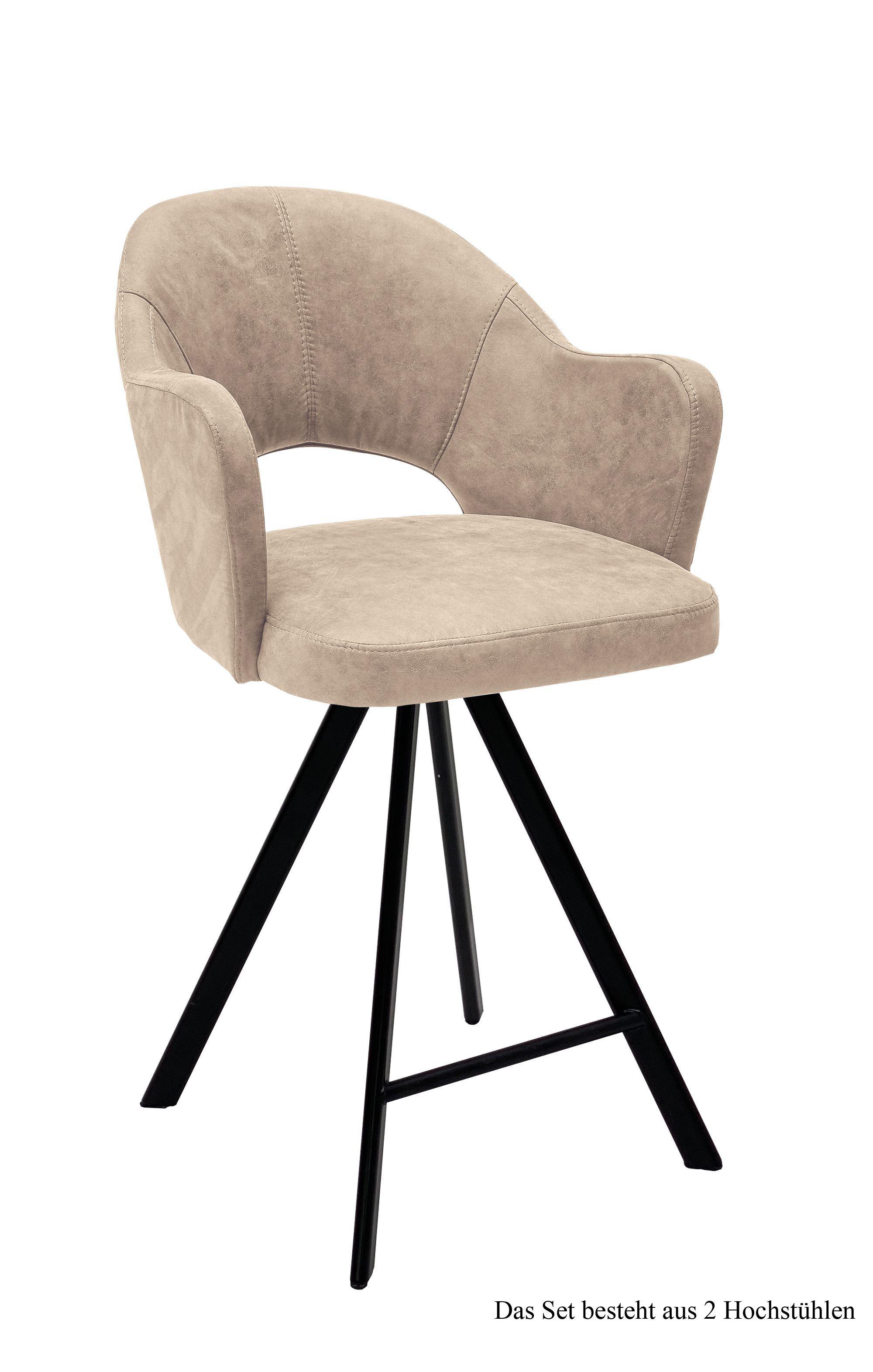 THEKENSTUHL (2er-Set) Delinda 59x104x61 Schwarz/Natur - Schwarz/Naturfarben, Kunststoff (61/104/59cm) - 58aufmkessel