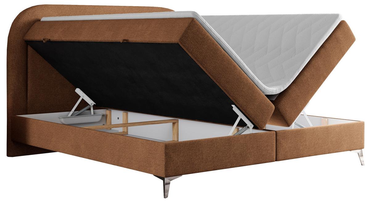 BOXBETT EIRA 180/200 Orange Struktur - H4 - Silberfarben/Orange, Holz/Textil (180/200cm) - MKS