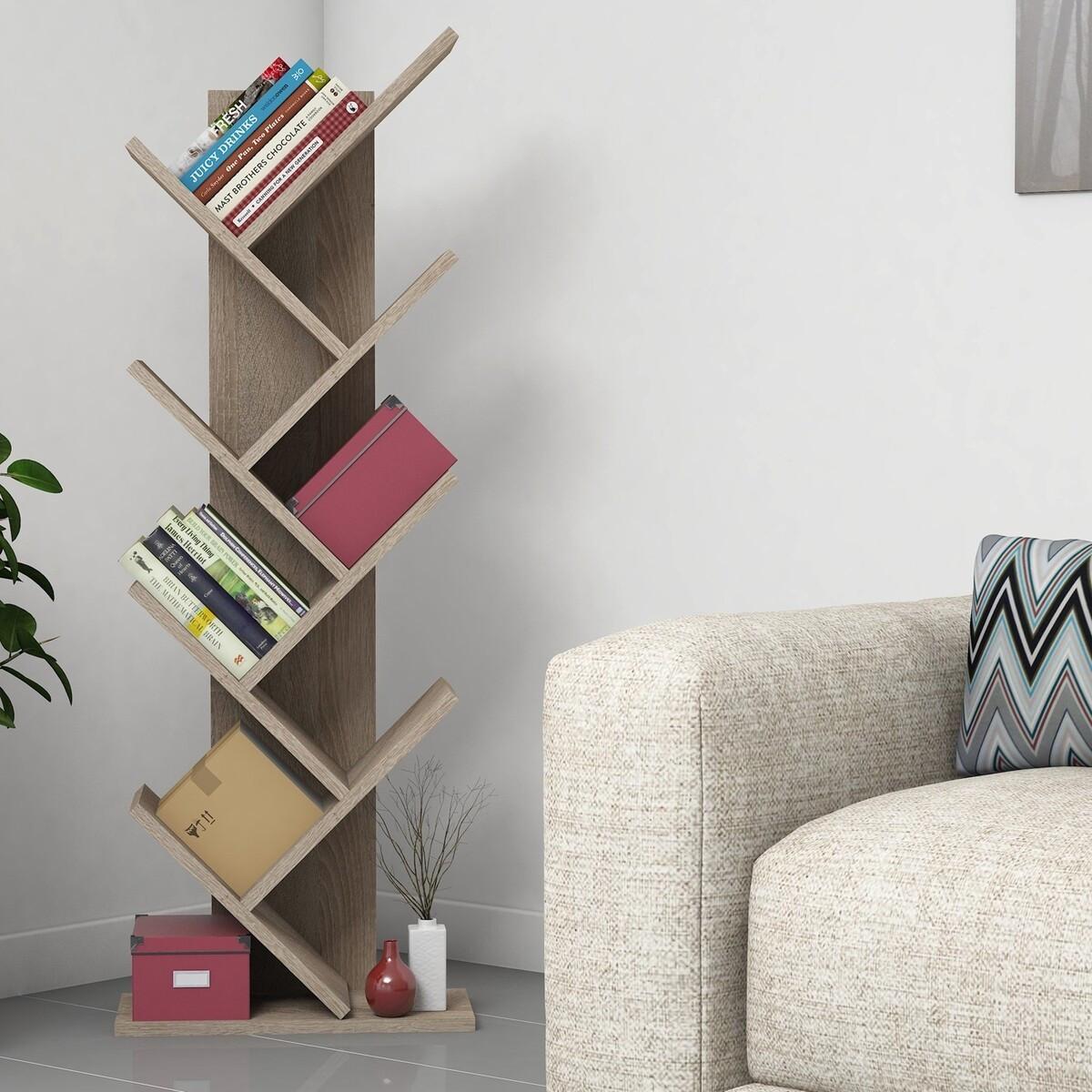 BÜCHERREGAL mit 8 Regalböden 22/46/128,5 cm - Naturfarben, Holzwerkstoff (46/128.5/22cm) - Calicosy