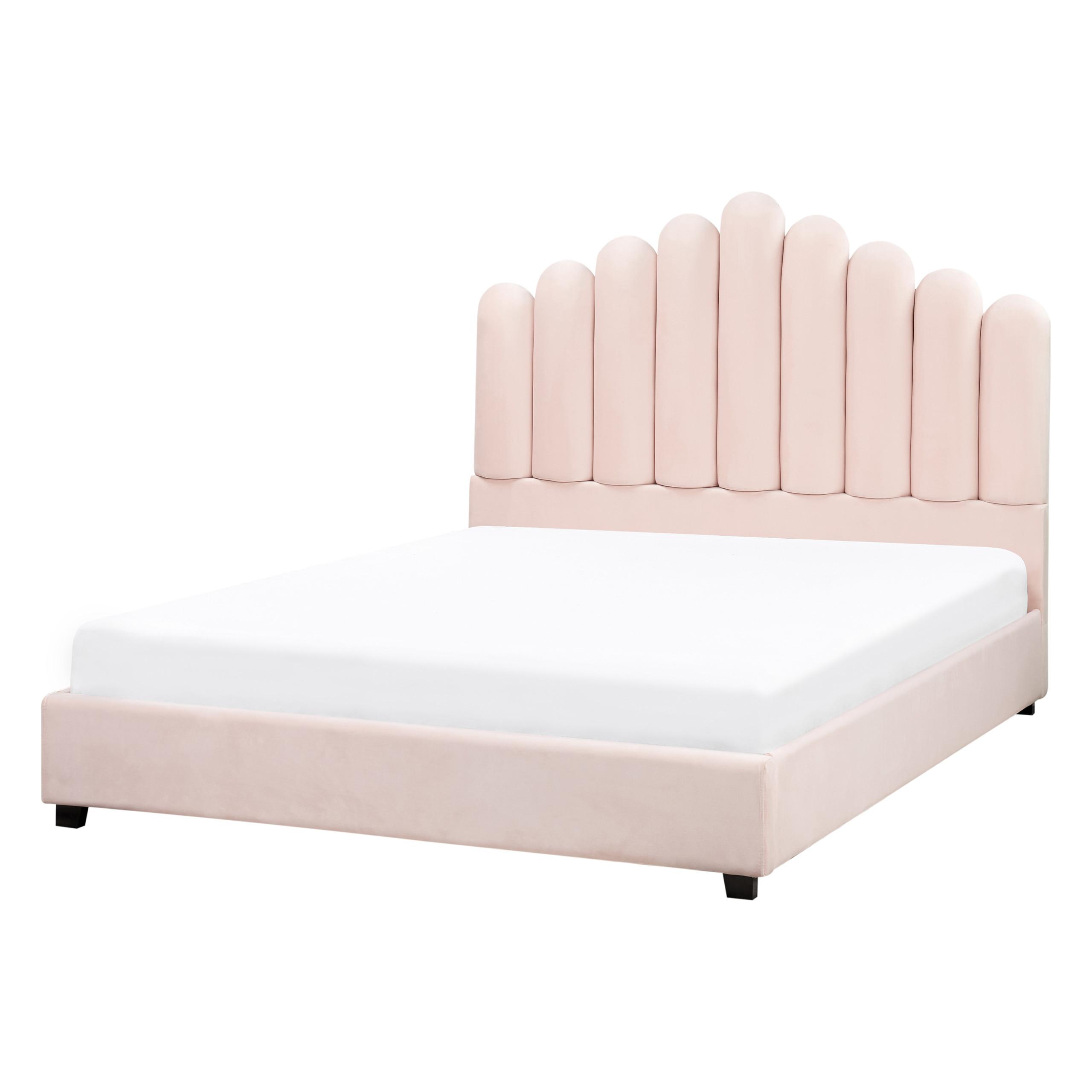 BETT mit Lattenrost 140/200 cm Pastellrosa Vincennes - Pink/Schwarz, Textil (140/200cm) - Beliani