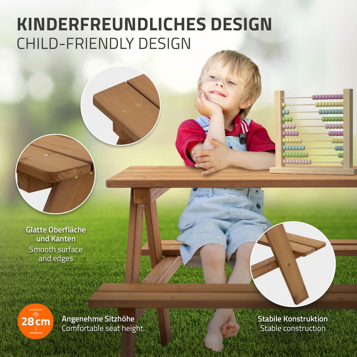 KINDERSITZGARNITUR Braun aus Massivholz - Braun, Holz - ML-DESIGN