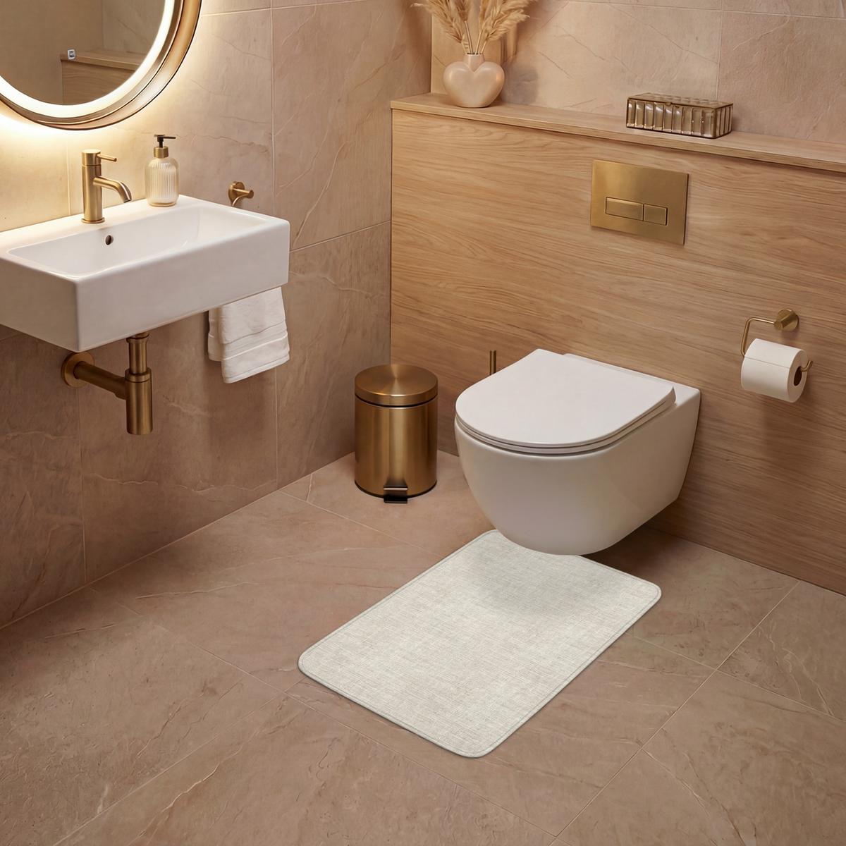 WC-VORLEGER Leinen - Textur - Beige WC Teppich 40x60 cm - Beige, Textil (40/1cm) - OnlyWow