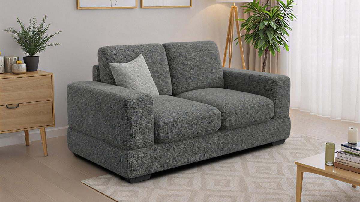 SOFA OTTO 2-Sitzer, anthracit - Schwarz/Grau, Holz/Textil (171/89/98cm) - Wozimo