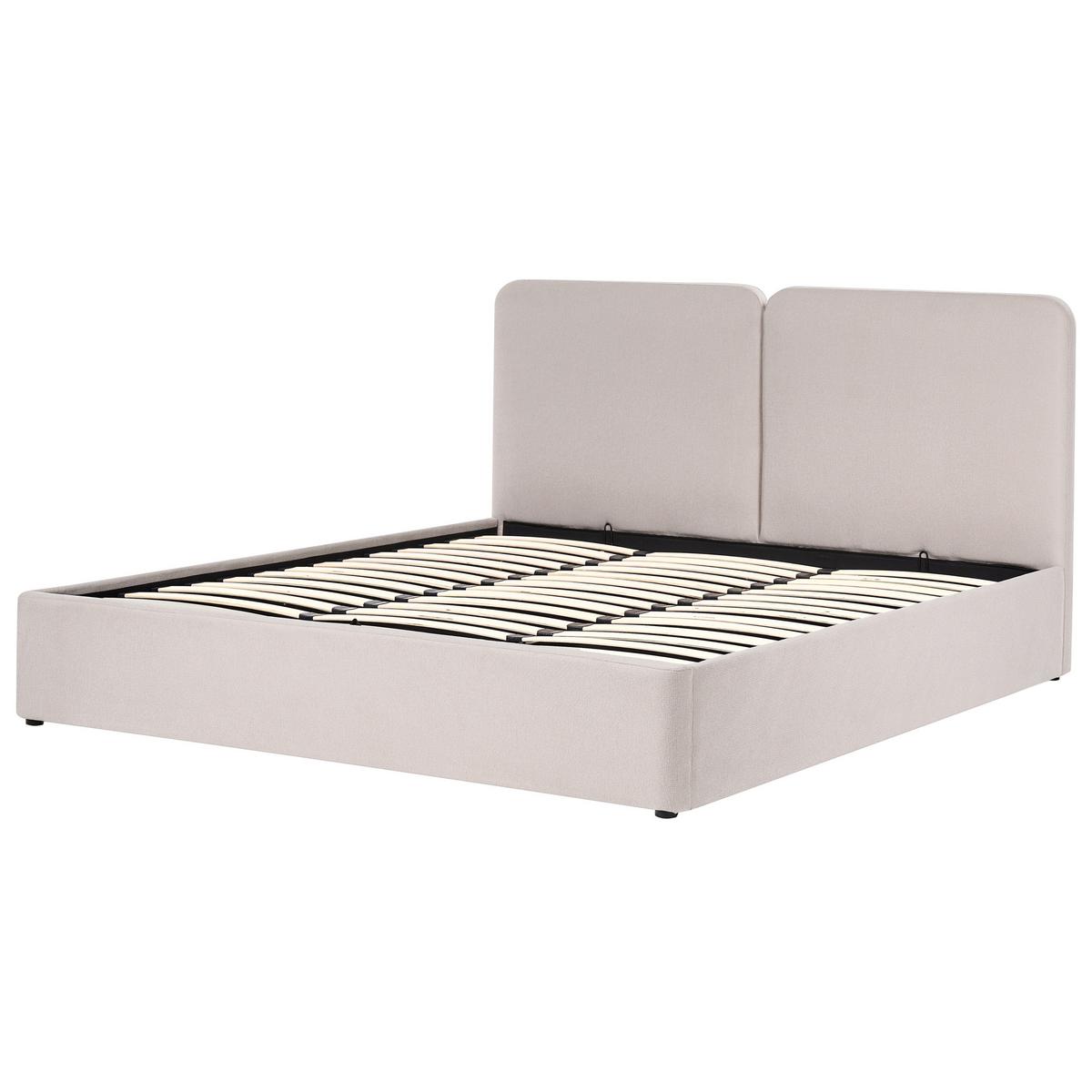 BETT mit Stauraum 180/200 cm Stoff Beige Arbois - Beige, Textil (180/200cm) - Beliani