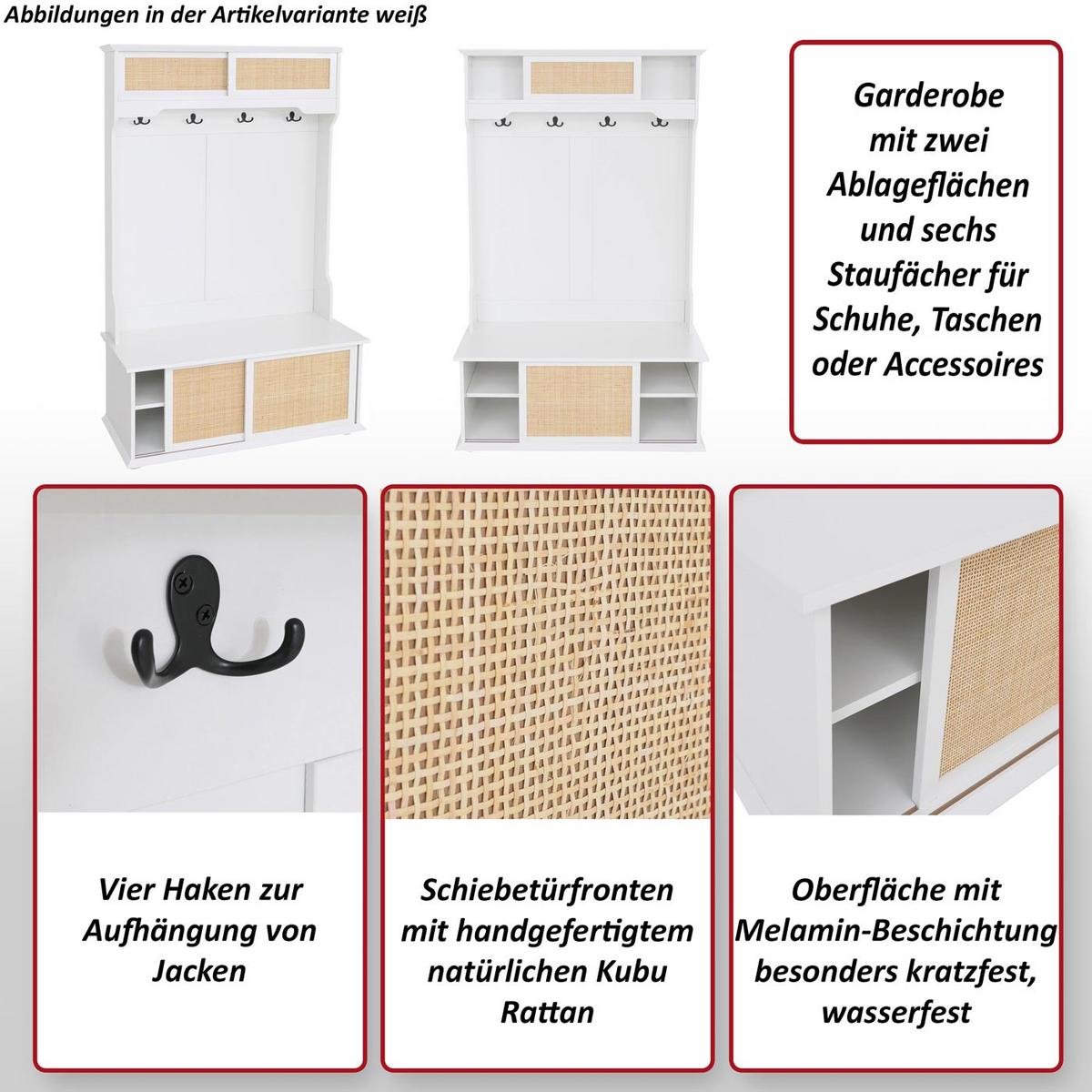 GARDEROBE Weiß - Weiß, Holz (100/163/47cm) - MCW