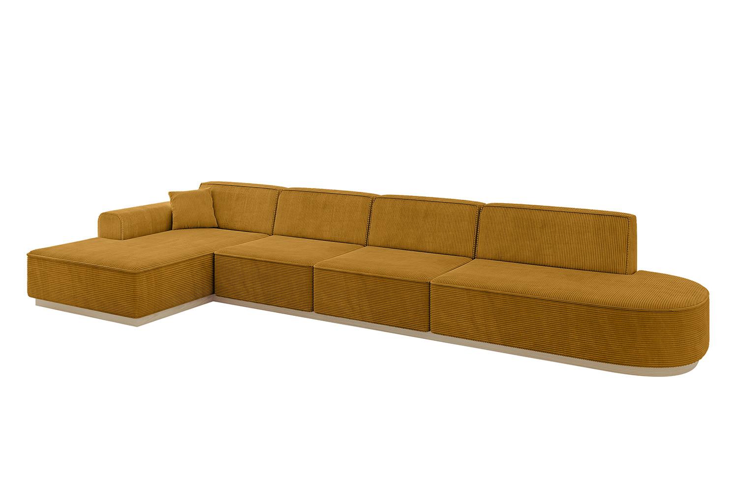 ECKSOFA Ottomane Links IREA-L3 - 412x165x80 cm Senfgelb - Grün, Holzwerkstoff/Textil (412/165cm) - ALTDECOR