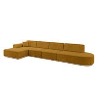 ECKSOFA Ottomane Links IREA-L3 - 412x165x80 cm Senfgelb - Grün, Holzwerkstoff/Textil (412/165cm) - ALTDECOR
