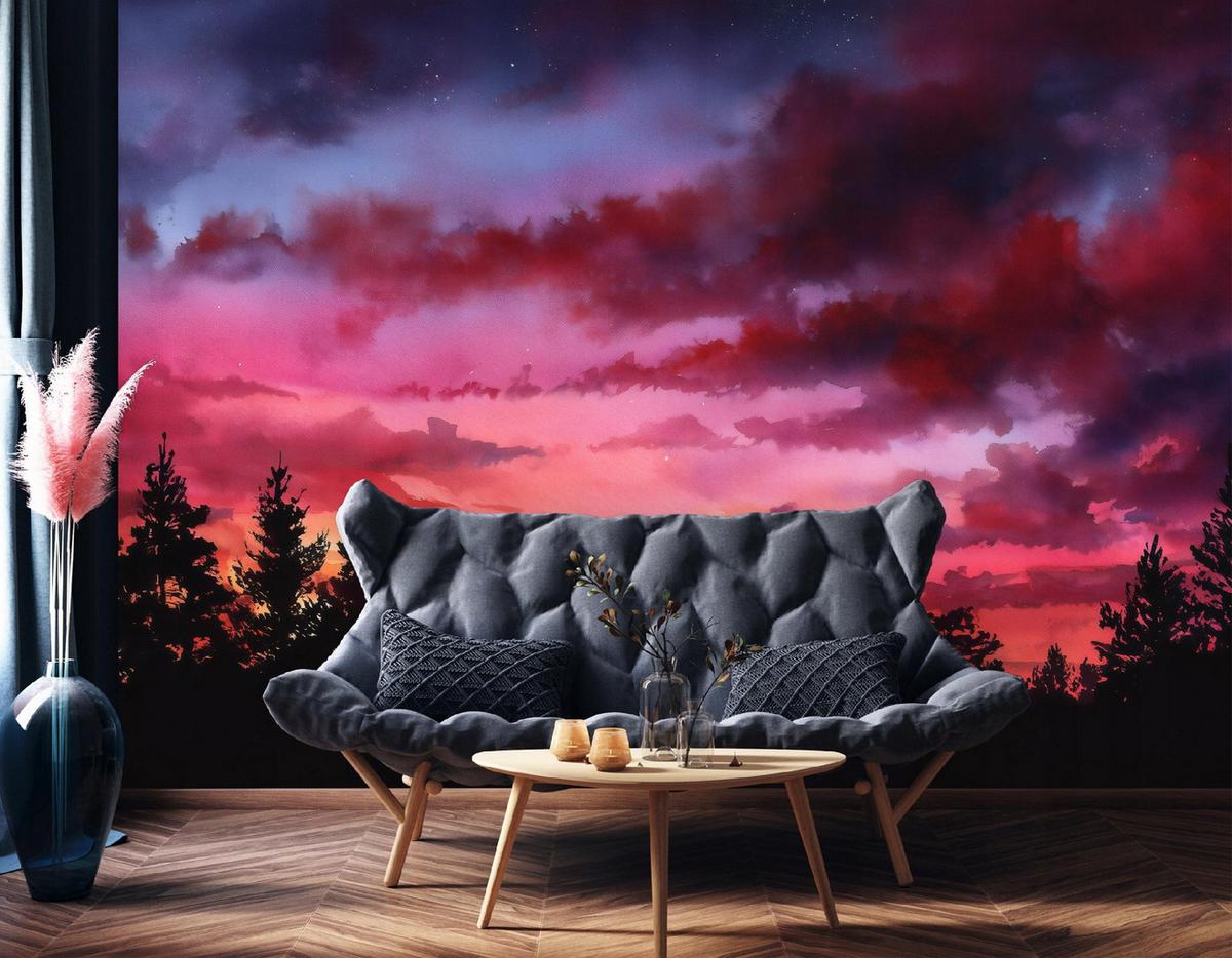 FOTOTAPETE Landschaft Himmel Rosa 400x280 cm - Multicolor, Papier (400/280cm) - Wallarena