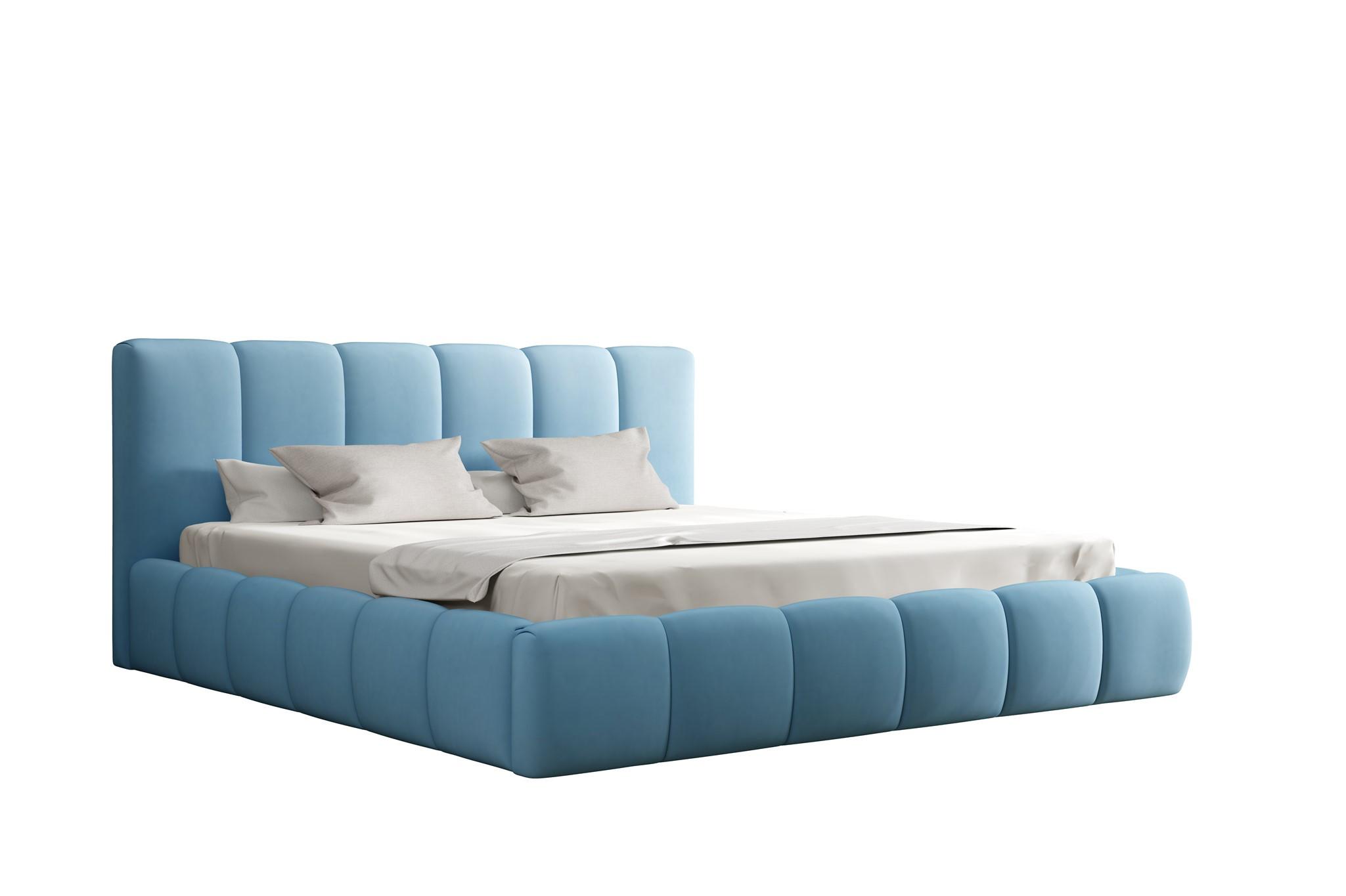 POLSTERBETT Giulia Magic Velvet Komplett - Hellblau, Holzwerkstoff/Textil (200/200cm) - Fun Möbel