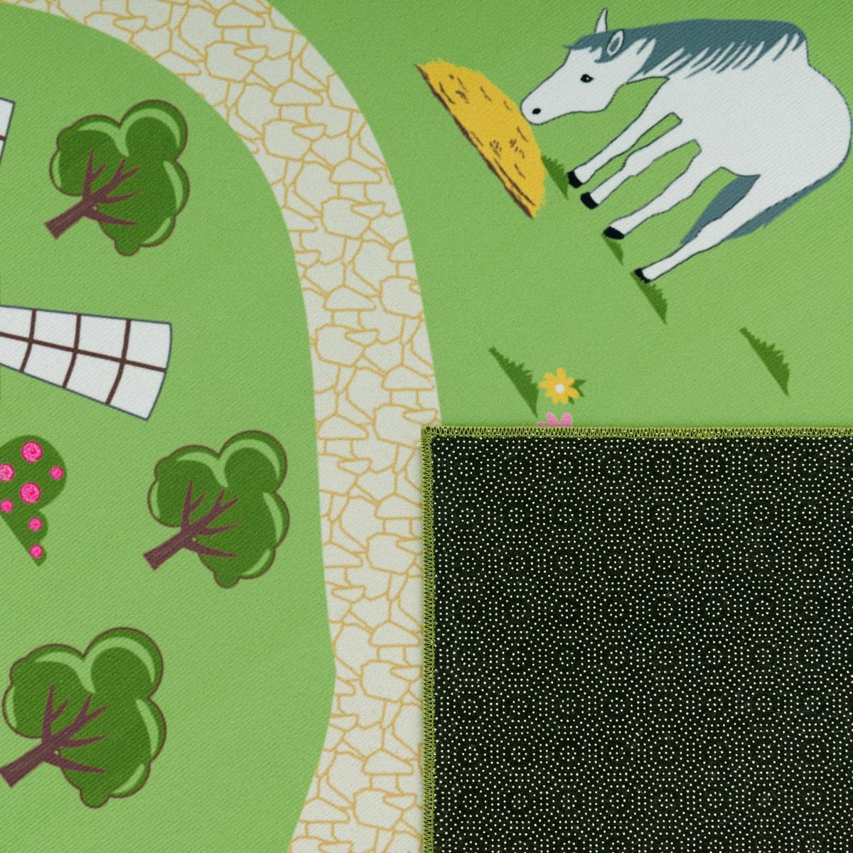 KINDERTEPPICH Waschbar, mit Bauernhof‑Straßen-Motiv, Grün, 140 x 200 cm - Grün, Textil (200/140cm) - KADIMA DESIGN